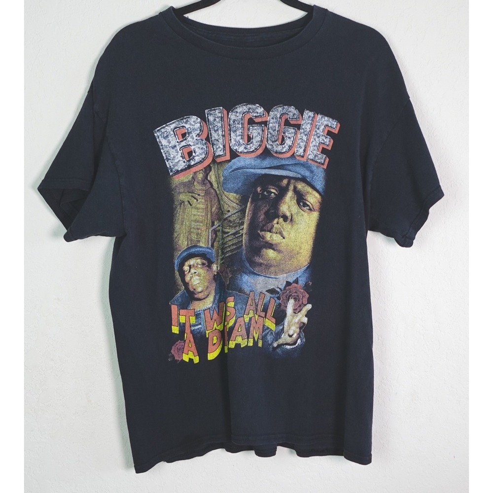 Notorious B.I.G. T-Shirt Men Large Black It Was All A Dream Graphic Rap Tee